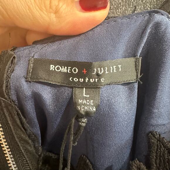 Romeo & Juliet Couture Dress Blue Black Embroidery Dress NEW $240 Size Large - Picture 6 of 11